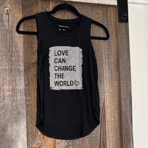 Grayson Social Black Tank with 'Love Can Change The World' Graphic
